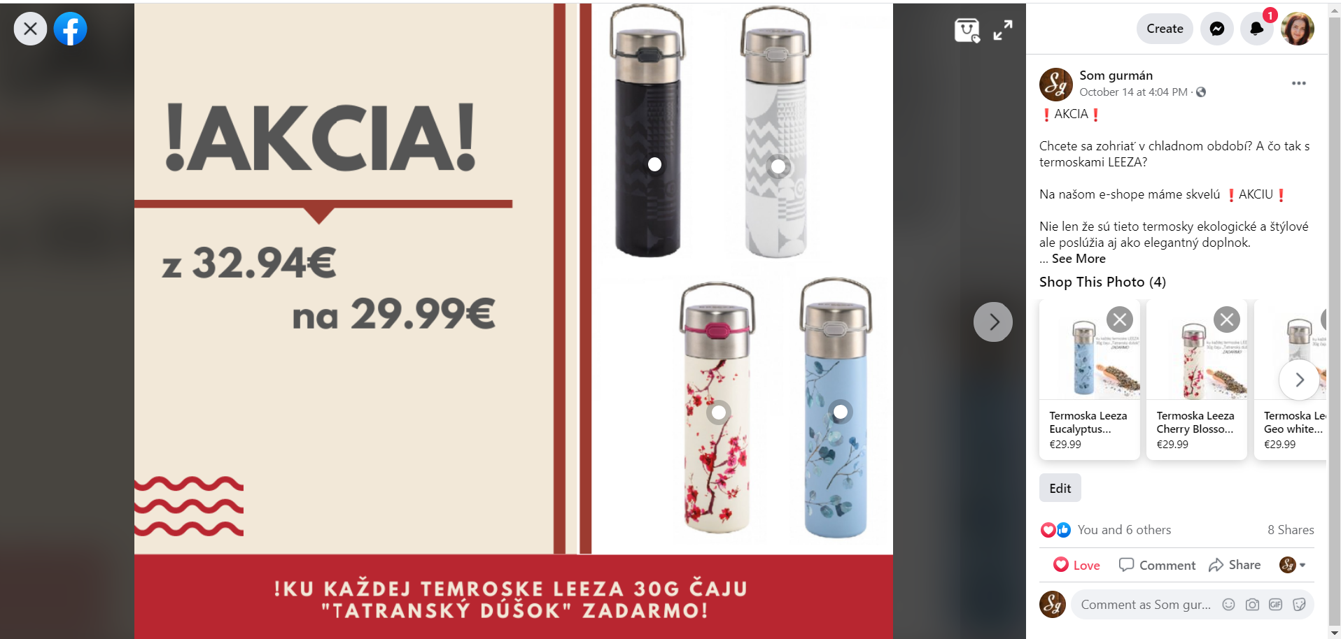 Post s otagovanmi produktami Facebook obchod /eshop/